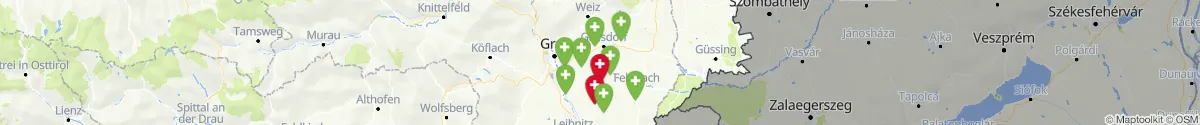 Map view for Pharmacies emergency services nearby Kirchberg an der Raab (Südoststeiermark, Steiermark)